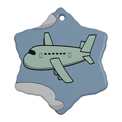 Airplane Fly Cloud Blue Sky Plane Jpeg Ornament (snowflake)