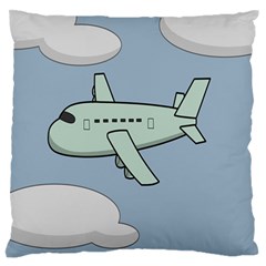 Airplane Fly Cloud Blue Sky Plane Jpeg Large Flano Cushion Case (one Side)