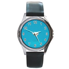 Animals Whale Blue Origami Water Sea Beach Round Metal Watch