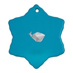 Animals Whale Blue Origami Water Sea Beach Ornament (Snowflake) Front