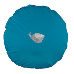 Animals Whale Blue Origami Water Sea Beach Large 18  Premium Round Cushions