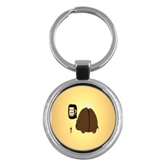 Bear Meet Bee Honey Animals Yellow Brown Key Chains (round) 