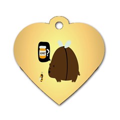 Bear Meet Bee Honey Animals Yellow Brown Dog Tag Heart (one Side)