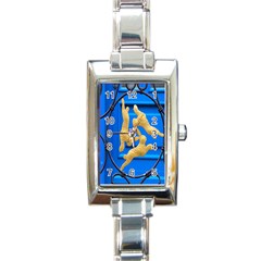 Animal Hare Window Gold Rectangle Italian Charm Watch by Nexatart