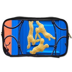 Animal Hare Window Gold Toiletries Bags by Nexatart