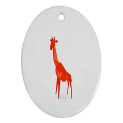 Animal Giraffe Orange Oval Ornament (two Sides) by Alisyart
