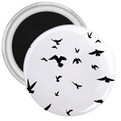 Bird Fly Black 3  Magnets