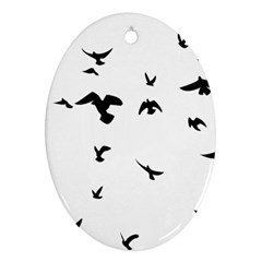 Bird Fly Black Oval Ornament (two Sides) by Alisyart