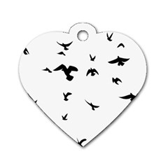 Bird Fly Black Dog Tag Heart (one Side) by Alisyart