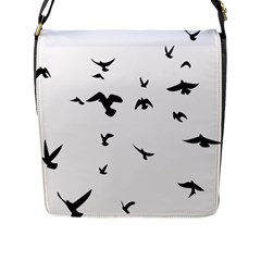 Bird Fly Black Flap Messenger Bag (l) 