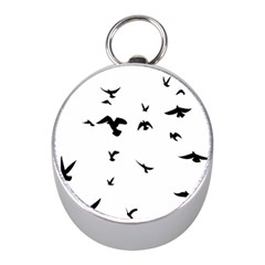 Bird Fly Black Mini Silver Compasses by Alisyart