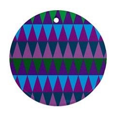 Blue Greens Aqua Purple Green Blue Plums Long Triangle Geometric Tribal Ornament (round) by Alisyart