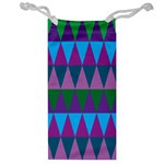 Blue Greens Aqua Purple Green Blue Plums Long Triangle Geometric Tribal Jewelry Bag Front