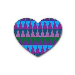 Blue Greens Aqua Purple Green Blue Plums Long Triangle Geometric Tribal Heart Coaster (4 Pack) 