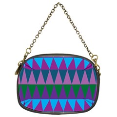 Blue Greens Aqua Purple Green Blue Plums Long Triangle Geometric Tribal Chain Purses (one Side) 