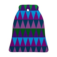 Blue Greens Aqua Purple Green Blue Plums Long Triangle Geometric Tribal Ornament (bell)