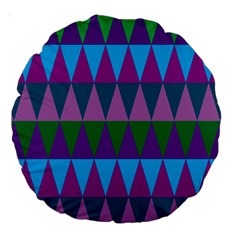 Blue Greens Aqua Purple Green Blue Plums Long Triangle Geometric Tribal Large 18  Premium Round Cushions by Alisyart