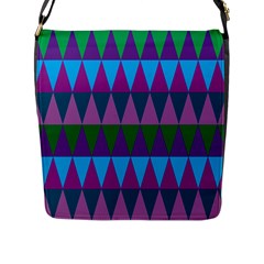 Blue Greens Aqua Purple Green Blue Plums Long Triangle Geometric Tribal Flap Messenger Bag (l) 