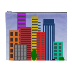 City Skyscraper Buildings Color Car Orange Yellow Blue Green Brown Cosmetic Bag (xl) by Alisyart