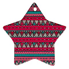 Aztec Geometric Red Chevron Wove Fabric Ornament (star)