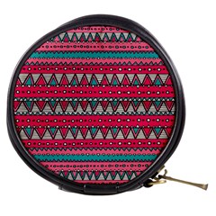 Aztec Geometric Red Chevron Wove Fabric Mini Makeup Bags