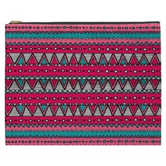 Aztec Geometric Red Chevron Wove Fabric Cosmetic Bag (xxxl) 