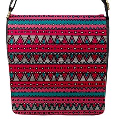 Aztec Geometric Red Chevron Wove Fabric Flap Messenger Bag (s)