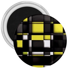 Color Geometry Shapes Plaid Yellow Black 3  Magnets