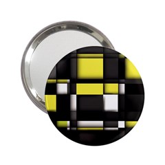 Color Geometry Shapes Plaid Yellow Black 2 25  Handbag Mirrors