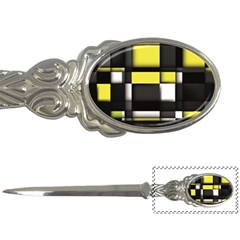 Color Geometry Shapes Plaid Yellow Black Letter Openers