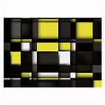 Color Geometry Shapes Plaid Yellow Black Large Glasses Cloth (2-Side) Back