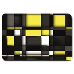 Color Geometry Shapes Plaid Yellow Black Large Doormat  by Alisyart