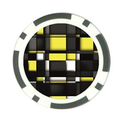 Color Geometry Shapes Plaid Yellow Black Poker Chip Card Guard