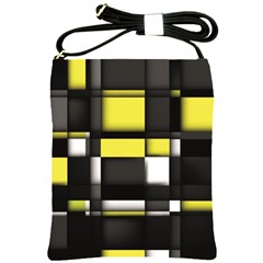 Color Geometry Shapes Plaid Yellow Black Shoulder Sling Bags by Alisyart