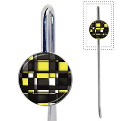 Color Geometry Shapes Plaid Yellow Black Book Mark