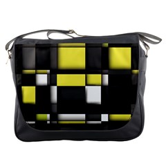 Color Geometry Shapes Plaid Yellow Black Messenger Bags by Alisyart