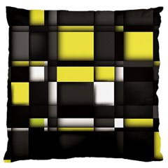 Color Geometry Shapes Plaid Yellow Black Large Cushion Case (two Sides)