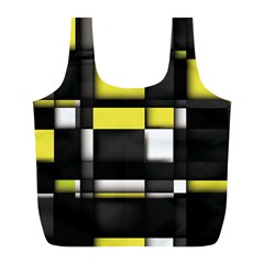 Color Geometry Shapes Plaid Yellow Black Full Print Recycle Bags (l)  by Alisyart