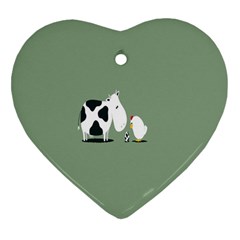 Cow Chicken Eggs Breeding Mixing Dominance Grey Animals Ornament (Heart)