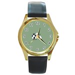 Cow Chicken Eggs Breeding Mixing Dominance Grey Animals Round Gold Metal Watch Front