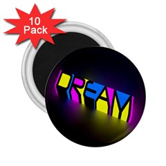 Dream Colors Neon Bright Words Letters Motivational Inspiration Text Statement 2 25  Magnets (10 Pack) 