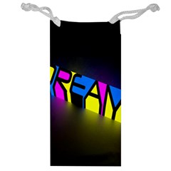 Dream Colors Neon Bright Words Letters Motivational Inspiration Text Statement Jewelry Bag