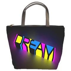 Dream Colors Neon Bright Words Letters Motivational Inspiration Text Statement Bucket Bags