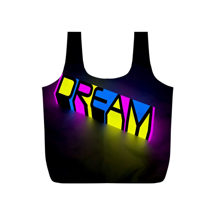 Dream Colors Neon Bright Words Letters Motivational Inspiration Text Statement Full Print Recycle Bags (S) 