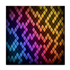 Colorful Abstract Plaid Rainbow Gold Purple Blue Tile Coasters