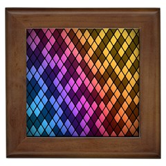 Colorful Abstract Plaid Rainbow Gold Purple Blue Framed Tiles