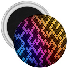 Colorful Abstract Plaid Rainbow Gold Purple Blue 3  Magnets by Alisyart