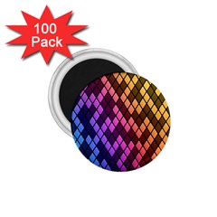 Colorful Abstract Plaid Rainbow Gold Purple Blue 1 75  Magnets (100 Pack) 