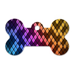 Colorful Abstract Plaid Rainbow Gold Purple Blue Dog Tag Bone (two Sides)