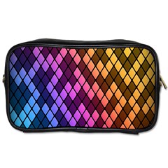 Colorful Abstract Plaid Rainbow Gold Purple Blue Toiletries Bags by Alisyart